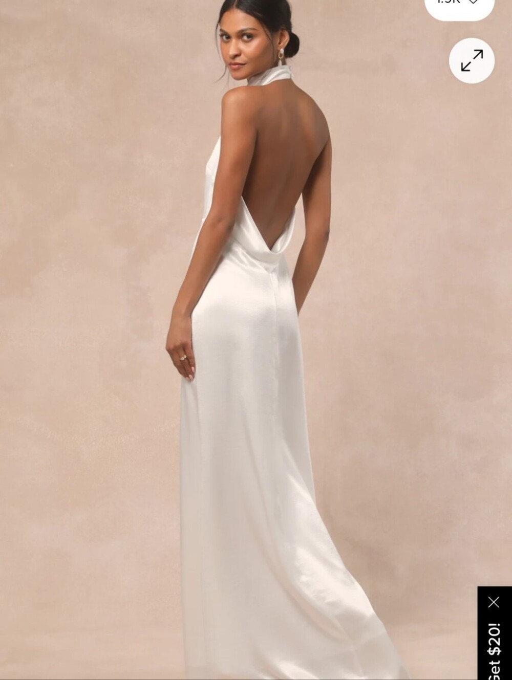 Lulu's sz XL White Satin halter With Slight Train - Picture 3 of 5